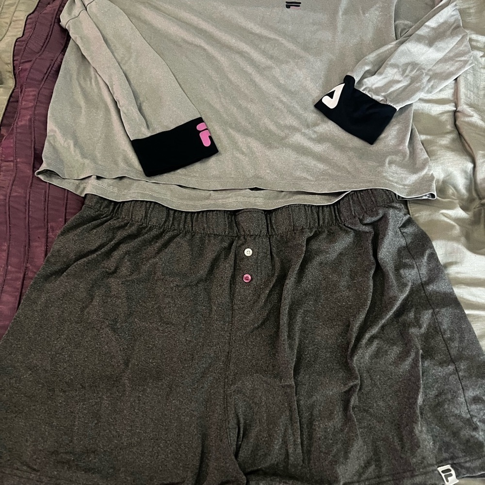 Fila Charcoal Sleepwear with Pink and White Logo